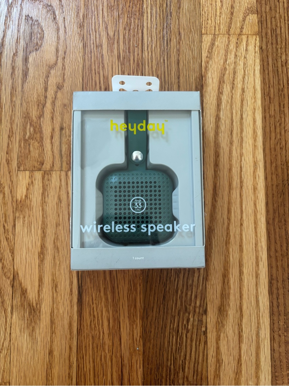 heyday Packaging Box with Yellow Logo and Gray Background